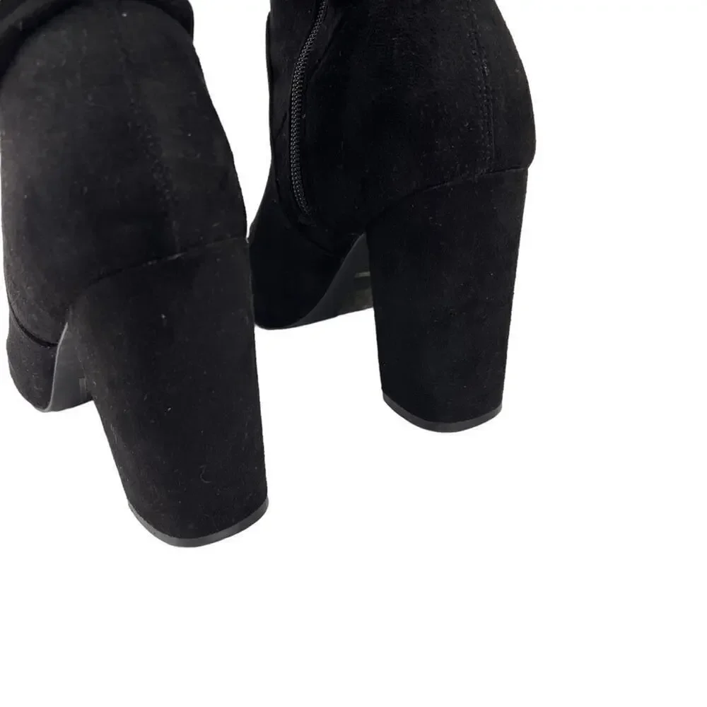 Anthropologie x Faryl Robin Sofia Vegan Suede Knee-High Black Heeled Boot 9
